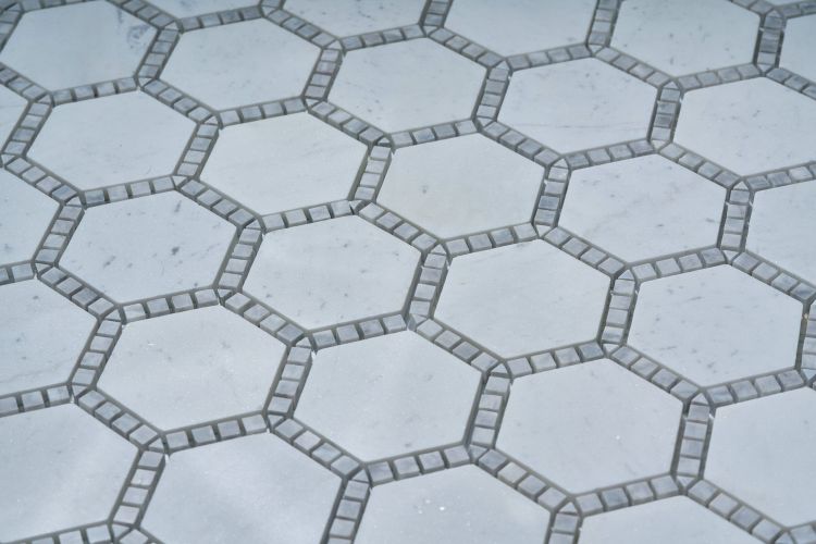 Hexagon Deco Milky White Honed 10.75 x 12.5